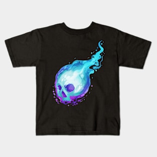 Spirit Skull With Blue Flames For Halloween Kids T-Shirt